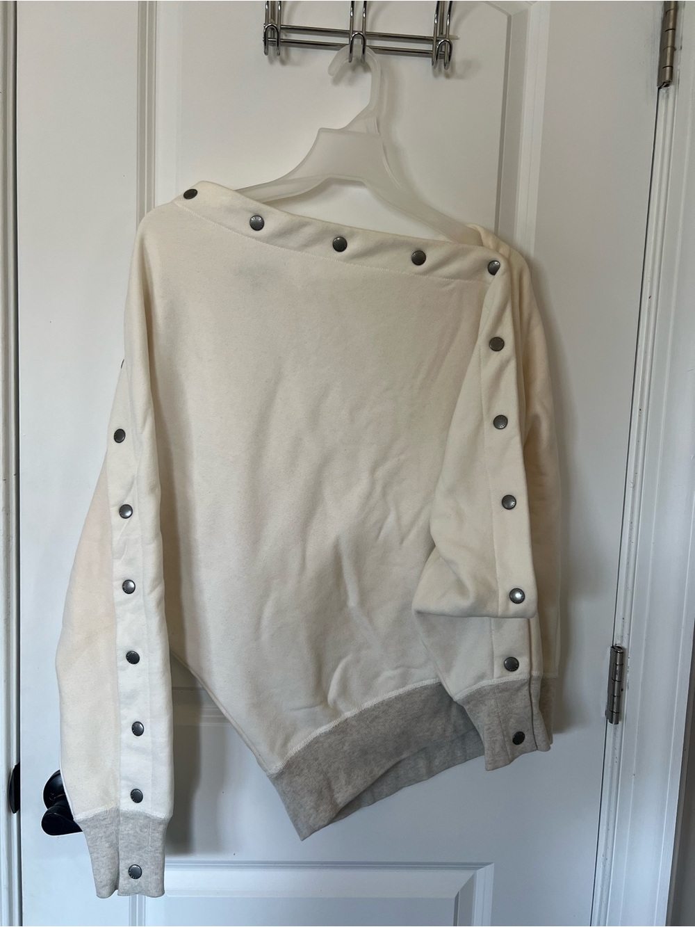 rag & bone Off-White Knit Top with Snap Detail